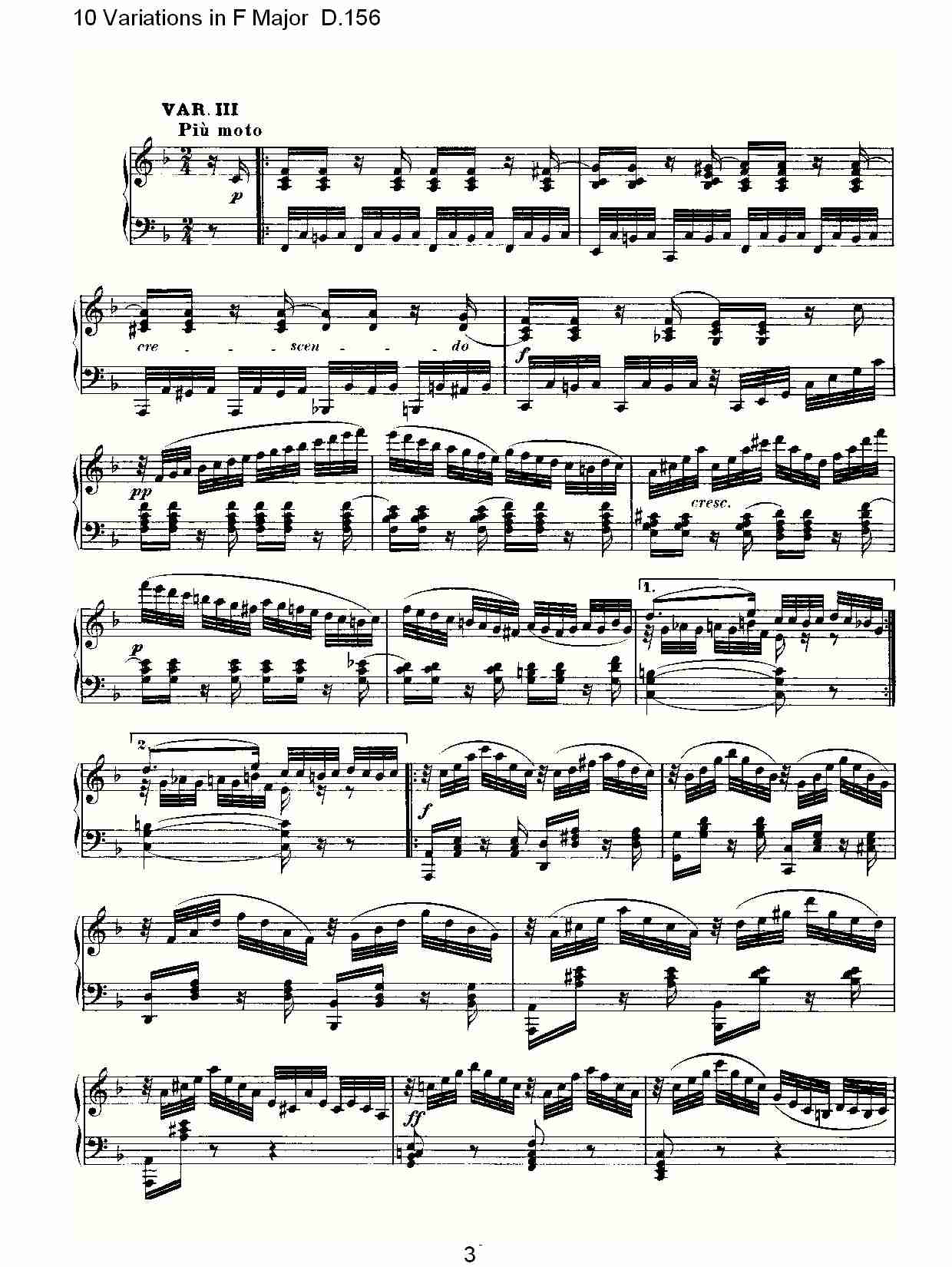 10 Variations in F Major D.156   F大调10变奏曲D.156（一）