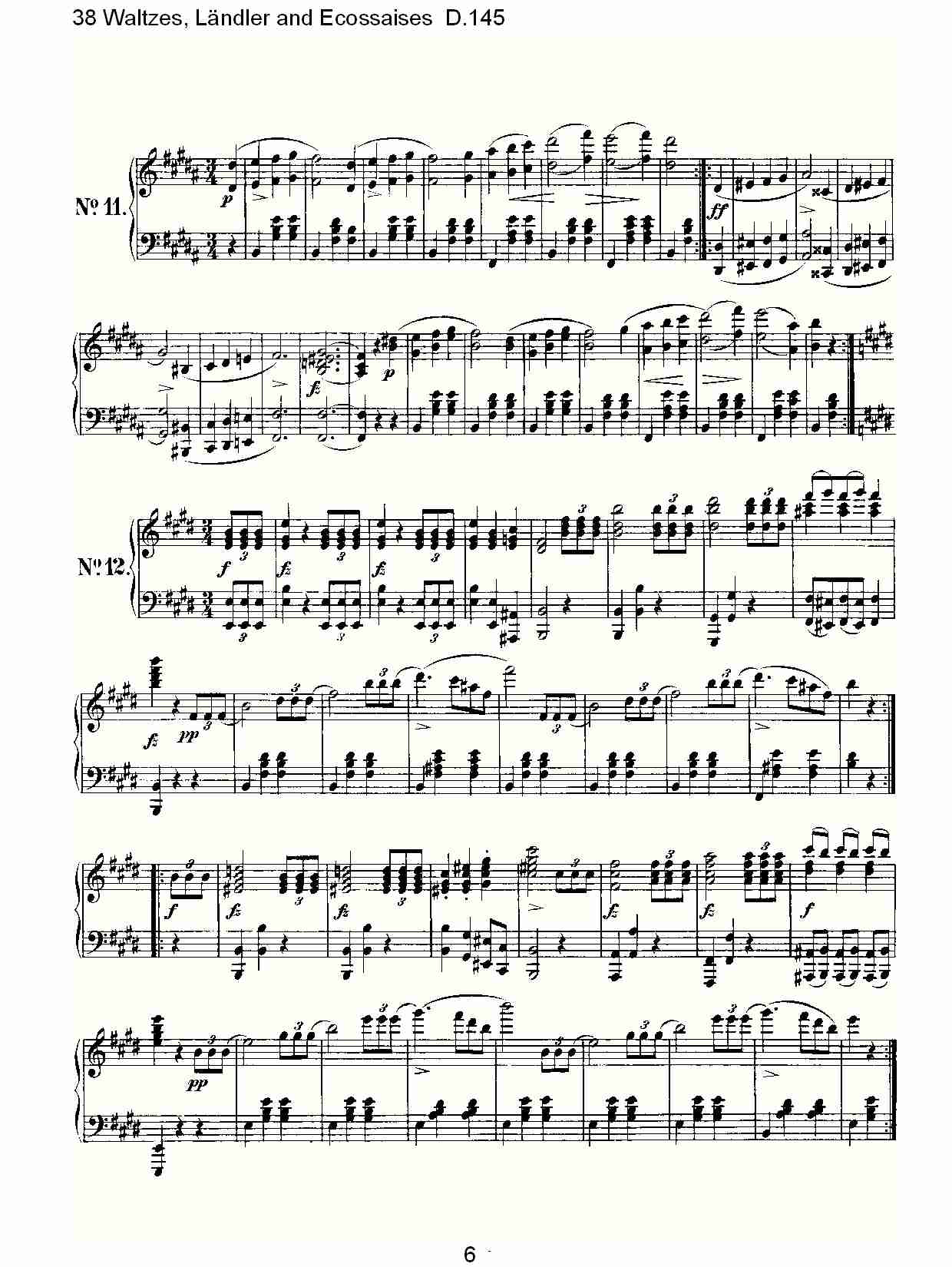 38华尔兹舞曲, Ländler and Ecossaises D.145（二）