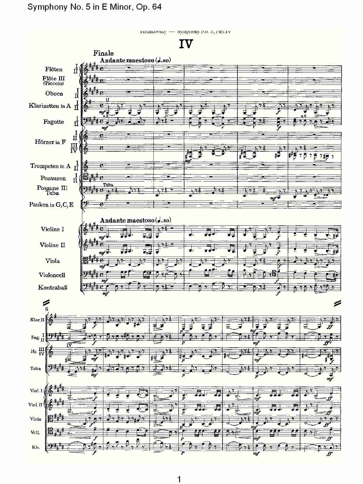 E小调第五交响曲,  Op.64第四乐章（一）