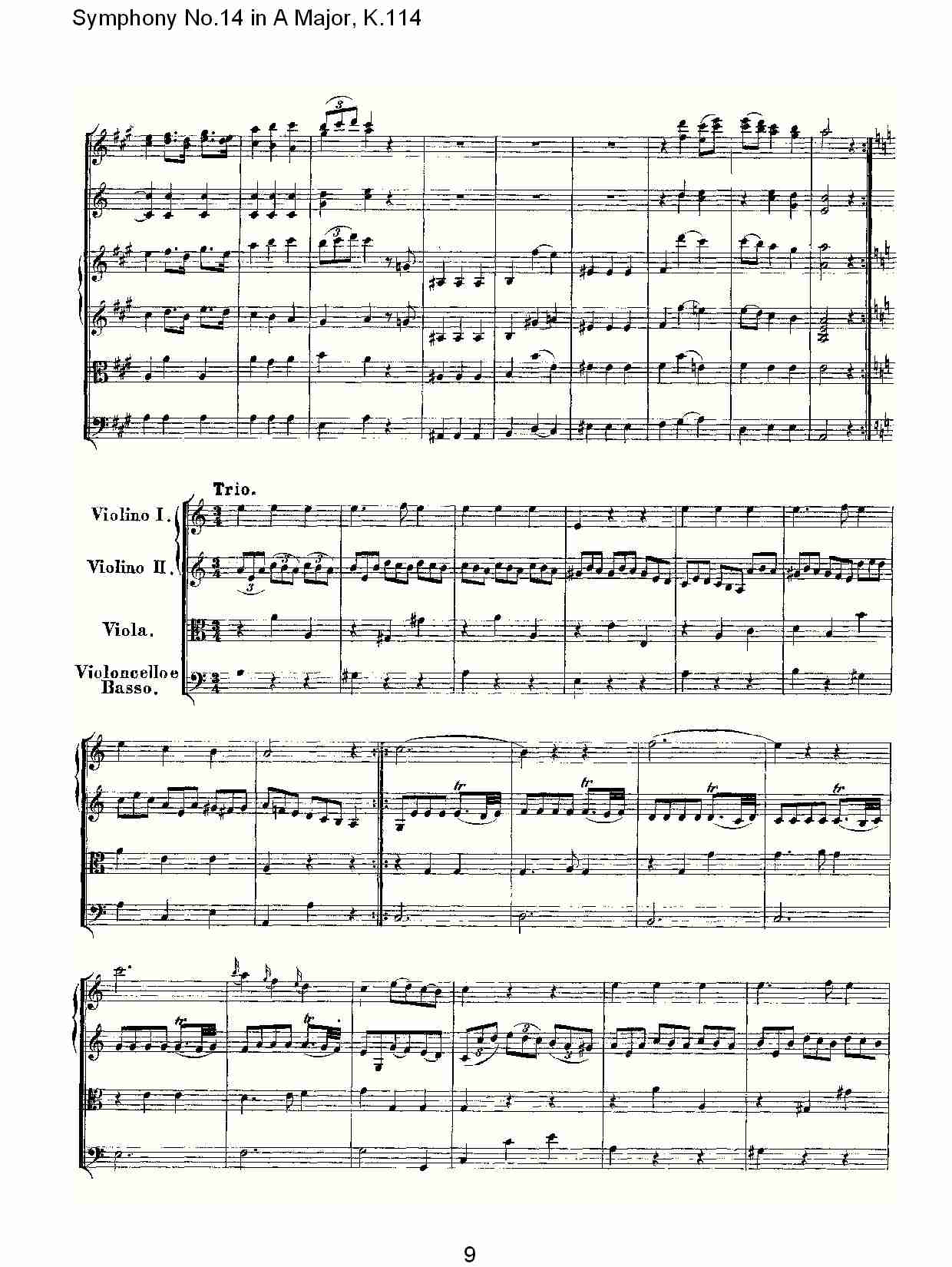 (A大调第十四交响曲K.114)（一）