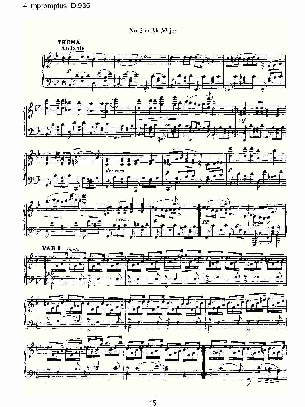 4 Impromptus D.935  4人即兴演奏D.935（三）