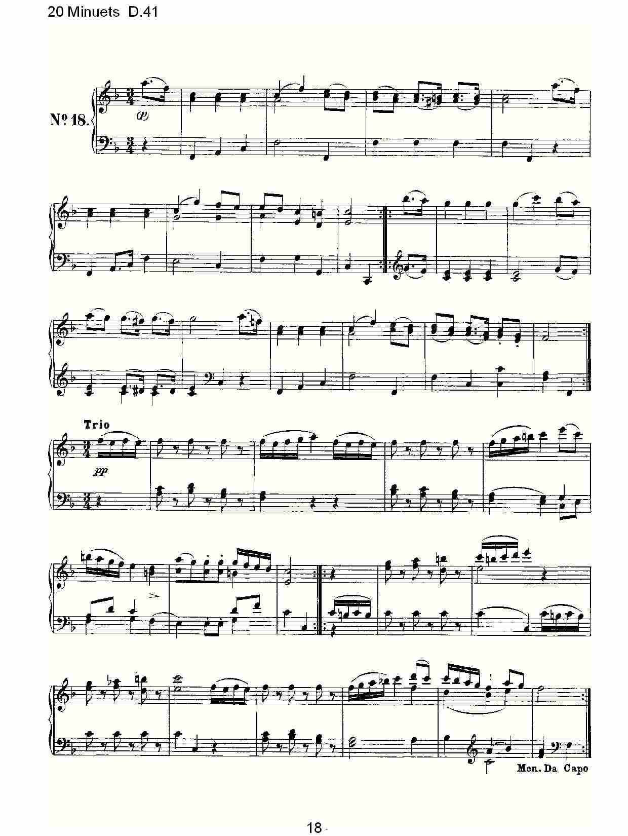 20 Minuets D.41  20米奴哀小步舞曲D.41（四）