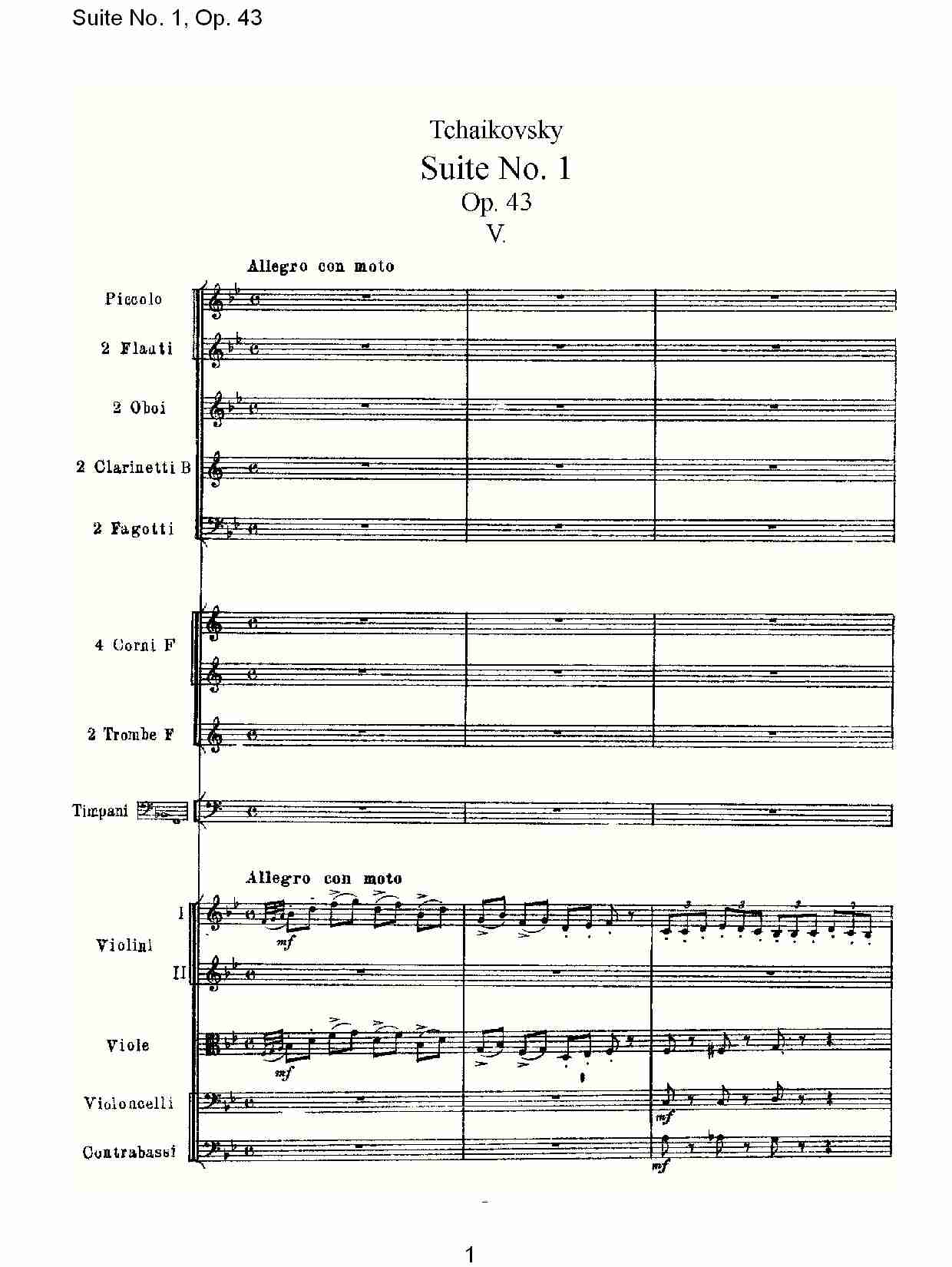Suite No.1, Op.43   第一套曲,Op.43第五乐章（一）