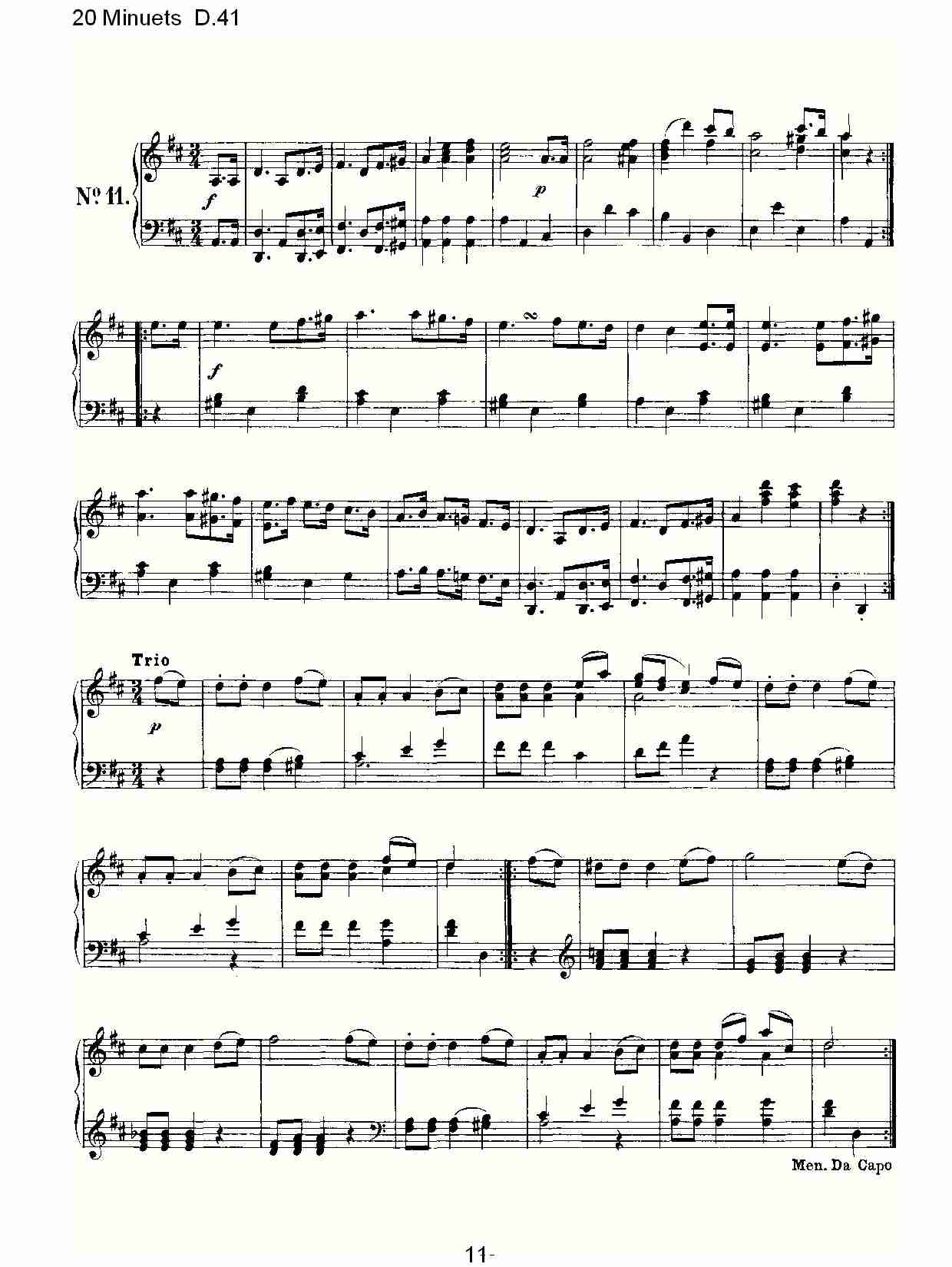20 Minuets D.41  20米奴哀小步舞曲D.41（三）