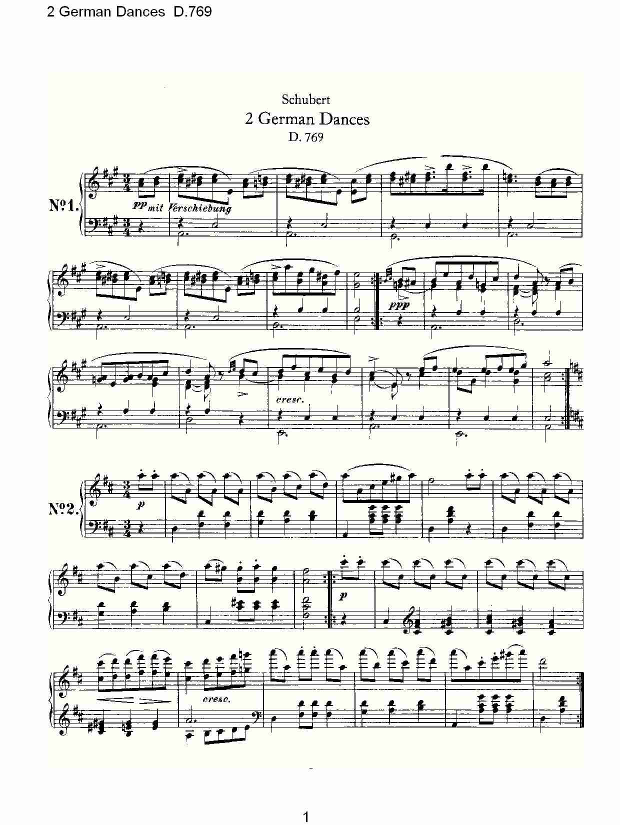 2 German Dances D.769  2德国舞曲D.769