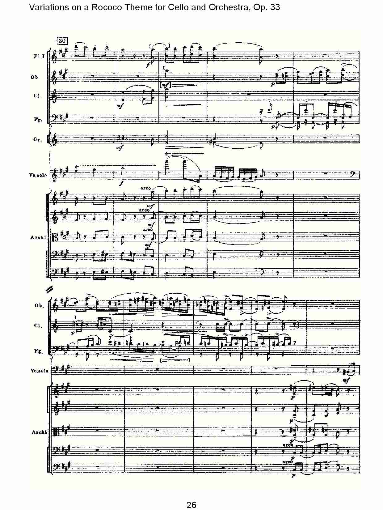 大提琴与管弦乐洛可可主题a小调变奏曲, Op.33（六）
