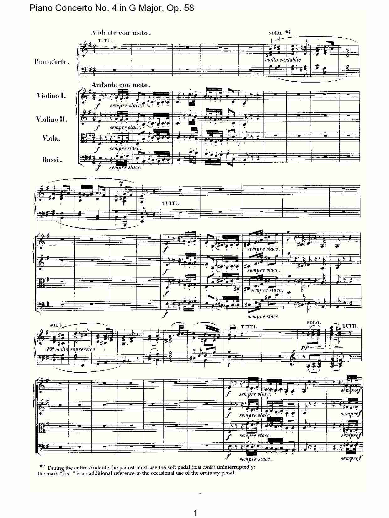 G大调钢琴第四协奏曲 Op.58第二乐章