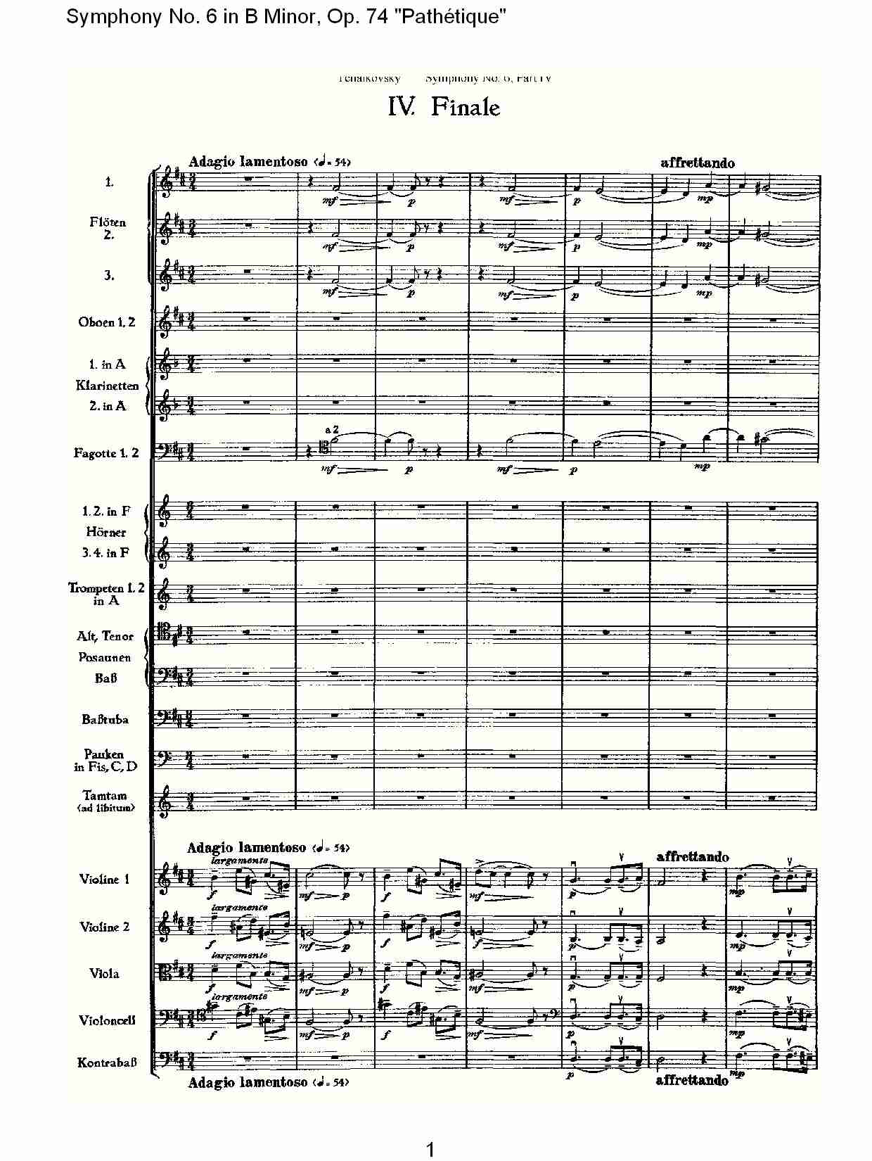 B小调第六交响曲,Op.74