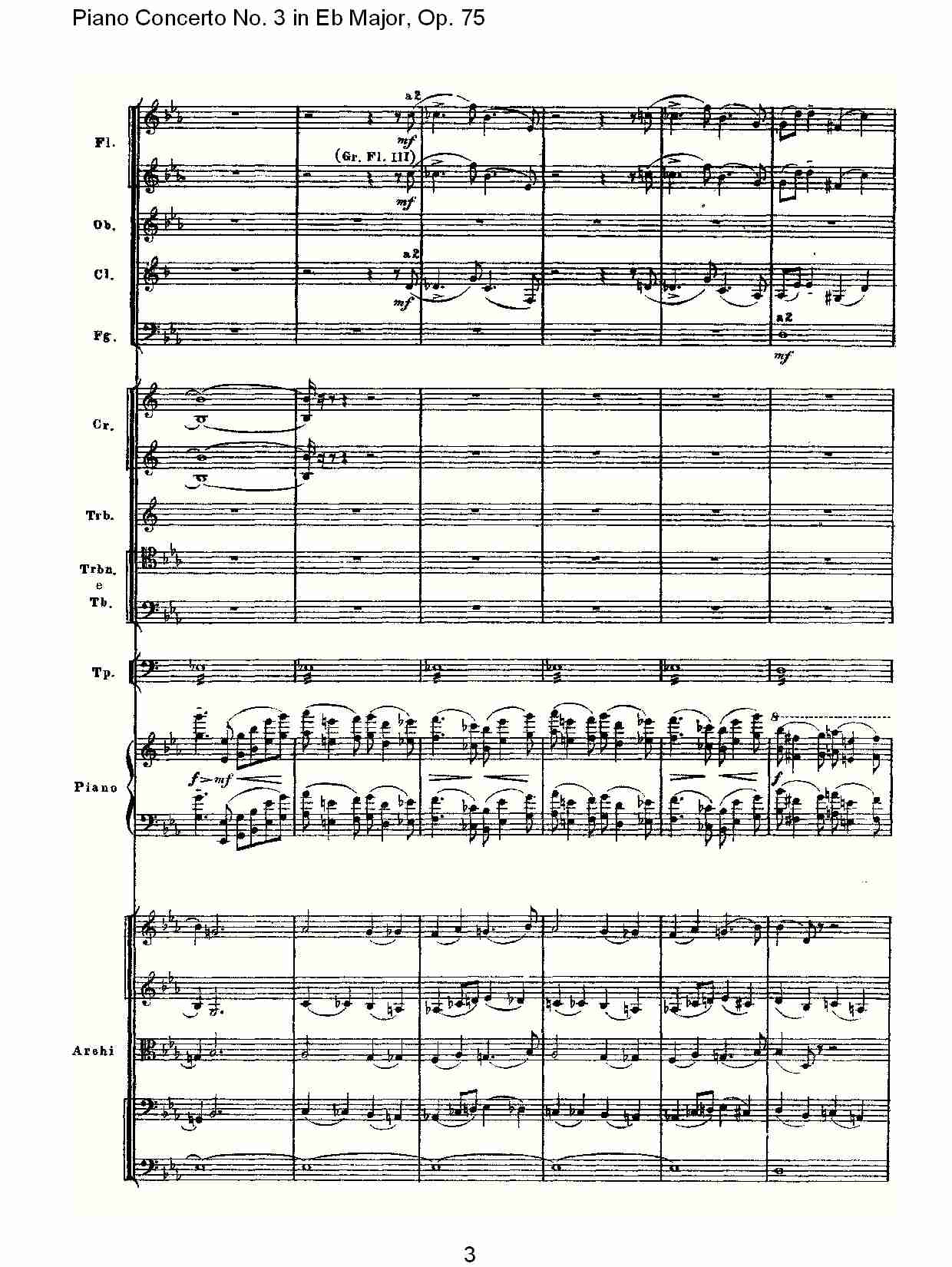 Eb大调第三钢琴协奏曲, Op.75第一部（一）