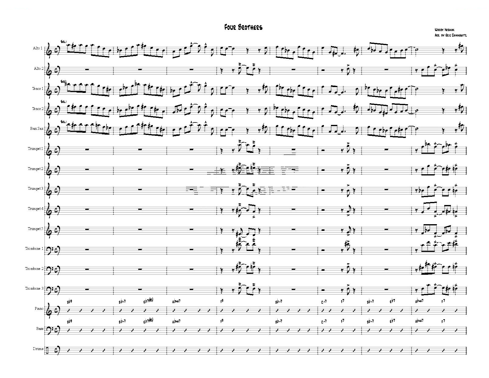 Four Brothers Big Band score（大爵士乐队总谱）萨克斯/