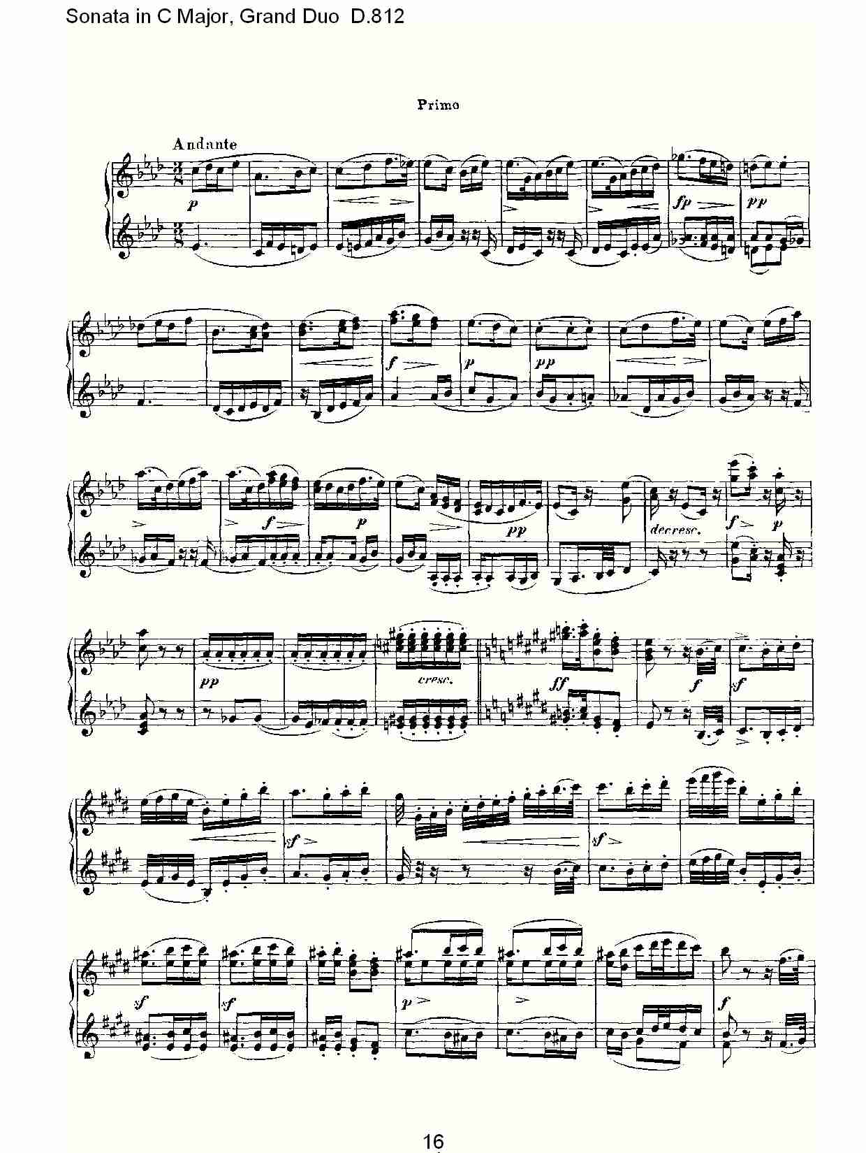 Ｃ大调奏鸣曲，盛大的二重奏D.812（四）