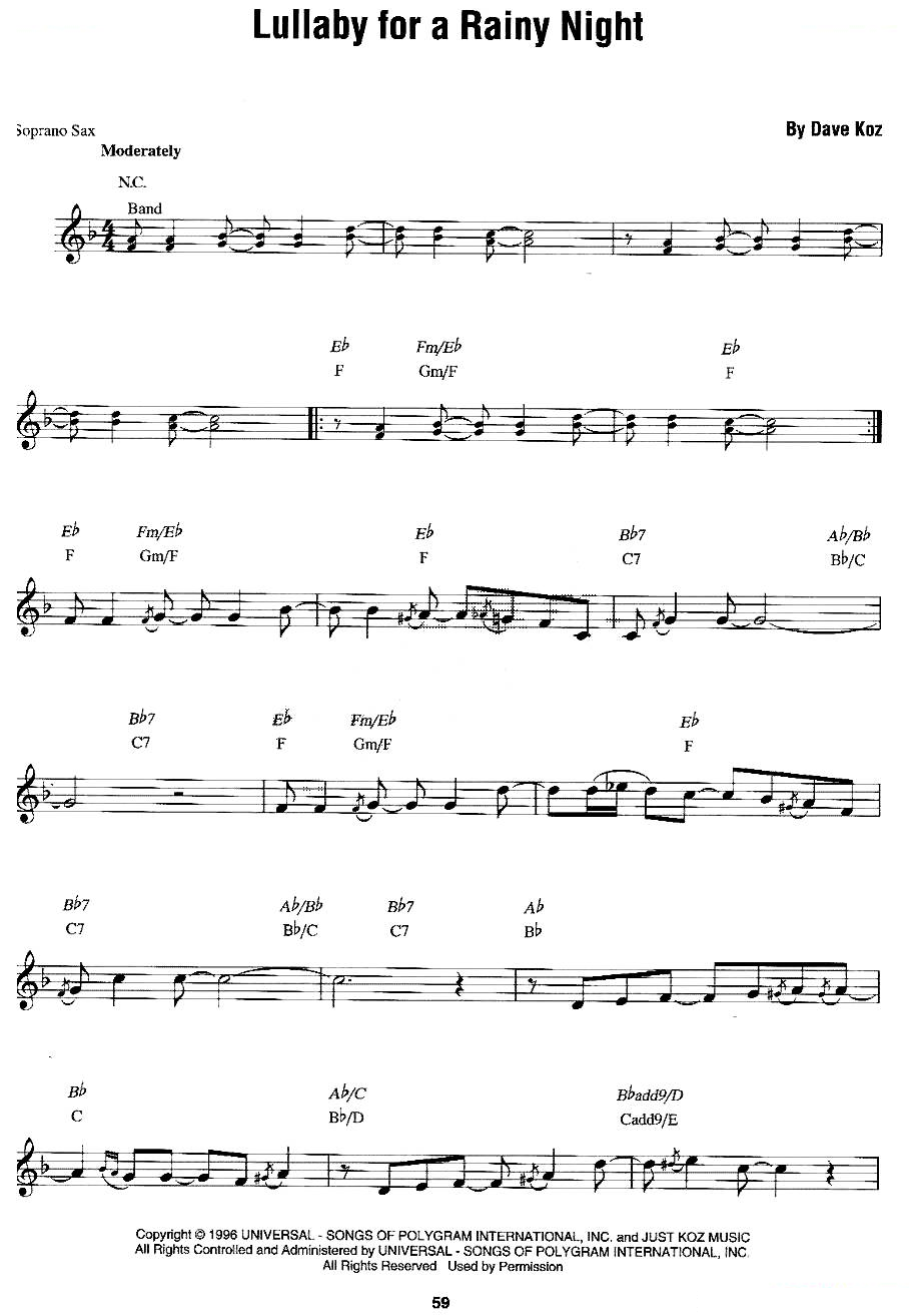 Lullaby for a Rainy Night萨克斯/