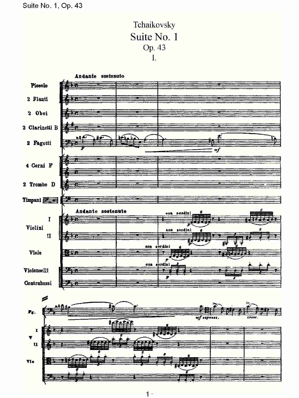 Suite No.1, Op.43   第一套曲,Op.43第一乐章（一）