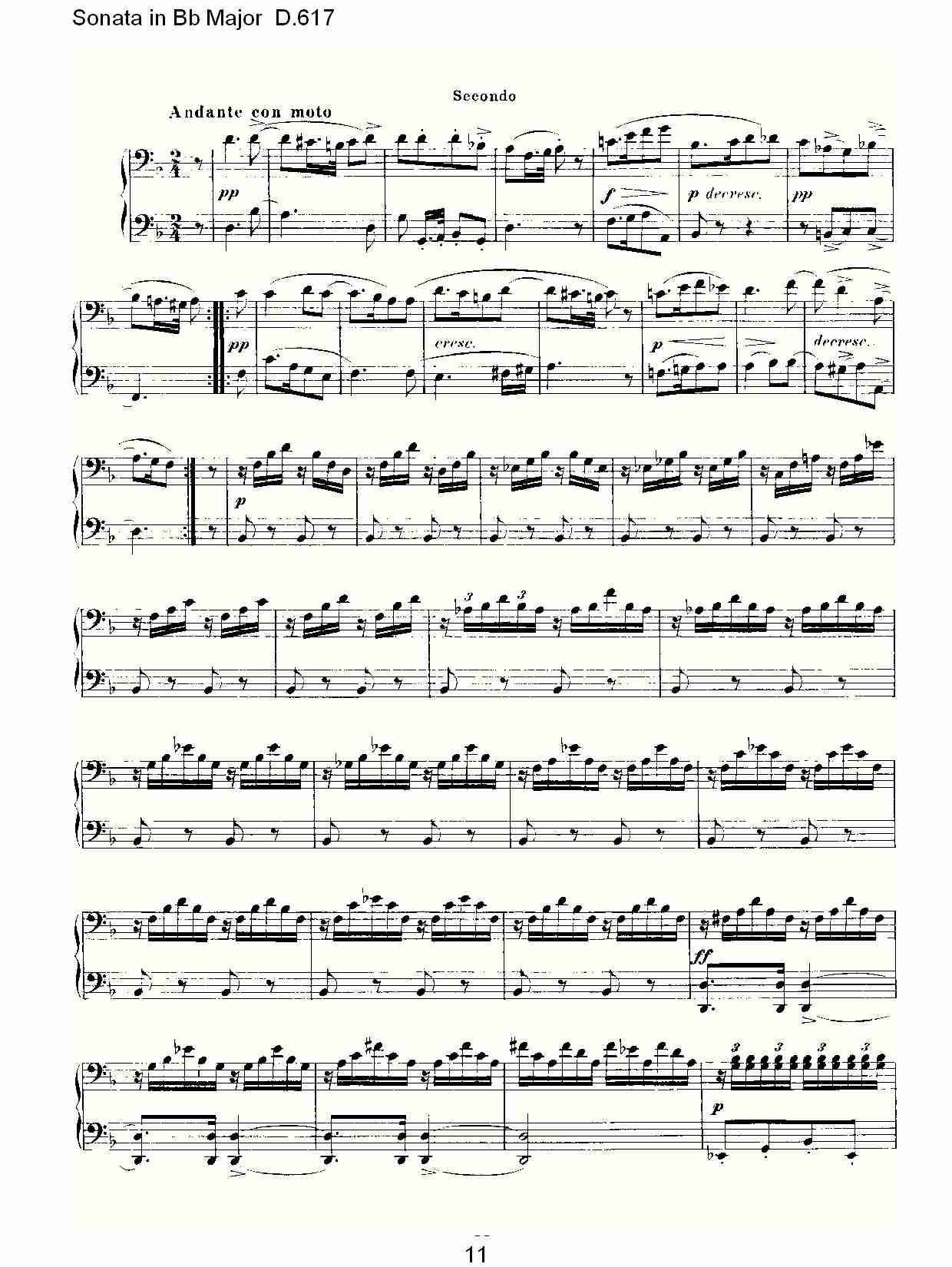 Sonata in Bb Major D.617  Bb大调奏鸣曲D.617（三）
