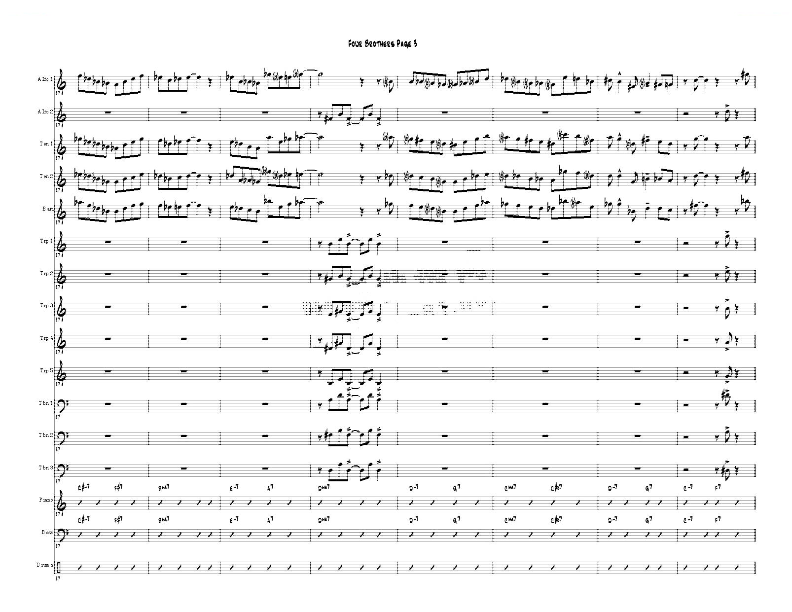 Four Brothers Big Band score（大爵士乐队总谱）萨克斯/