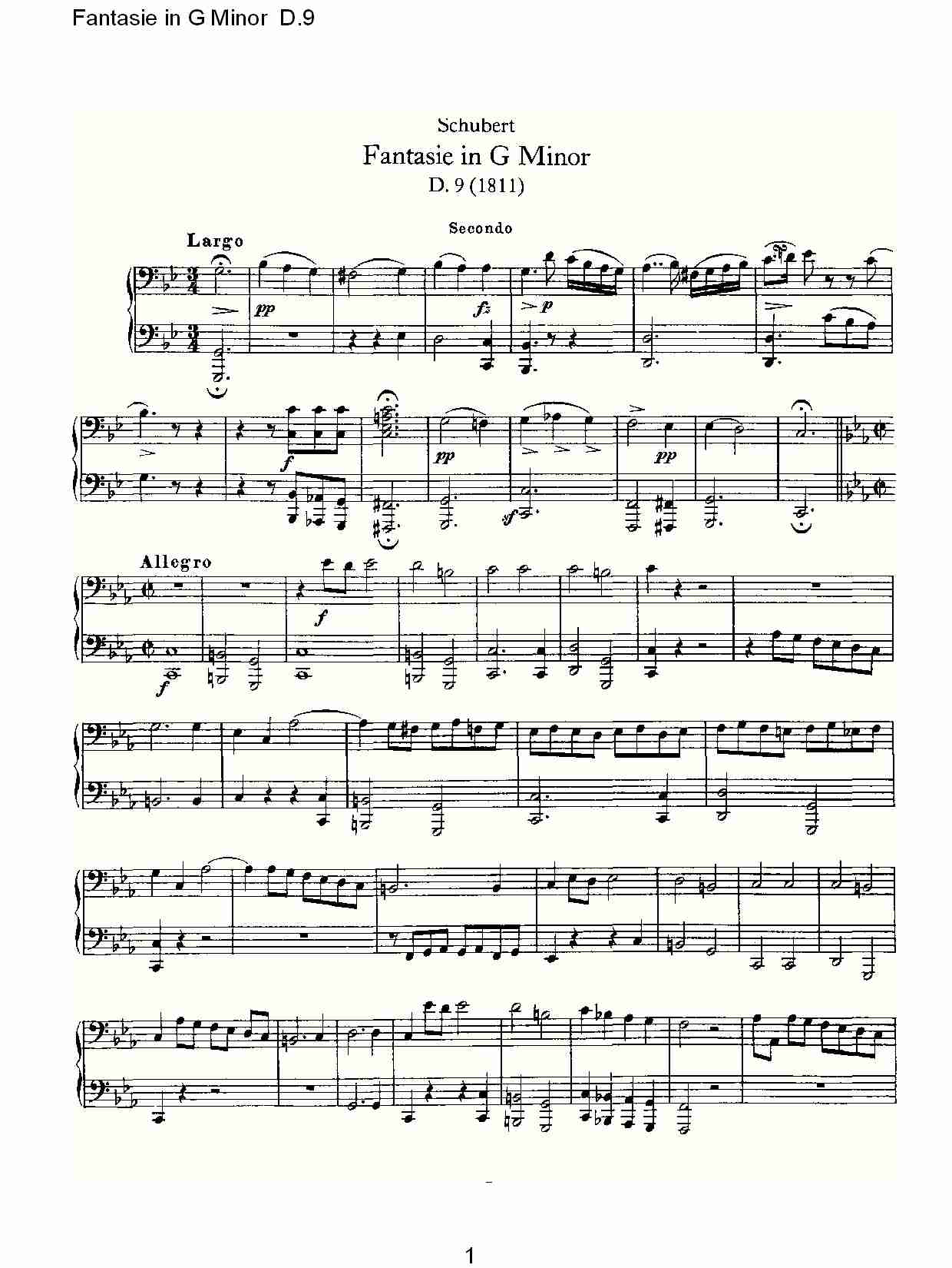 Fantasie in G Minor D.9   G小调幻想曲D.9（一）