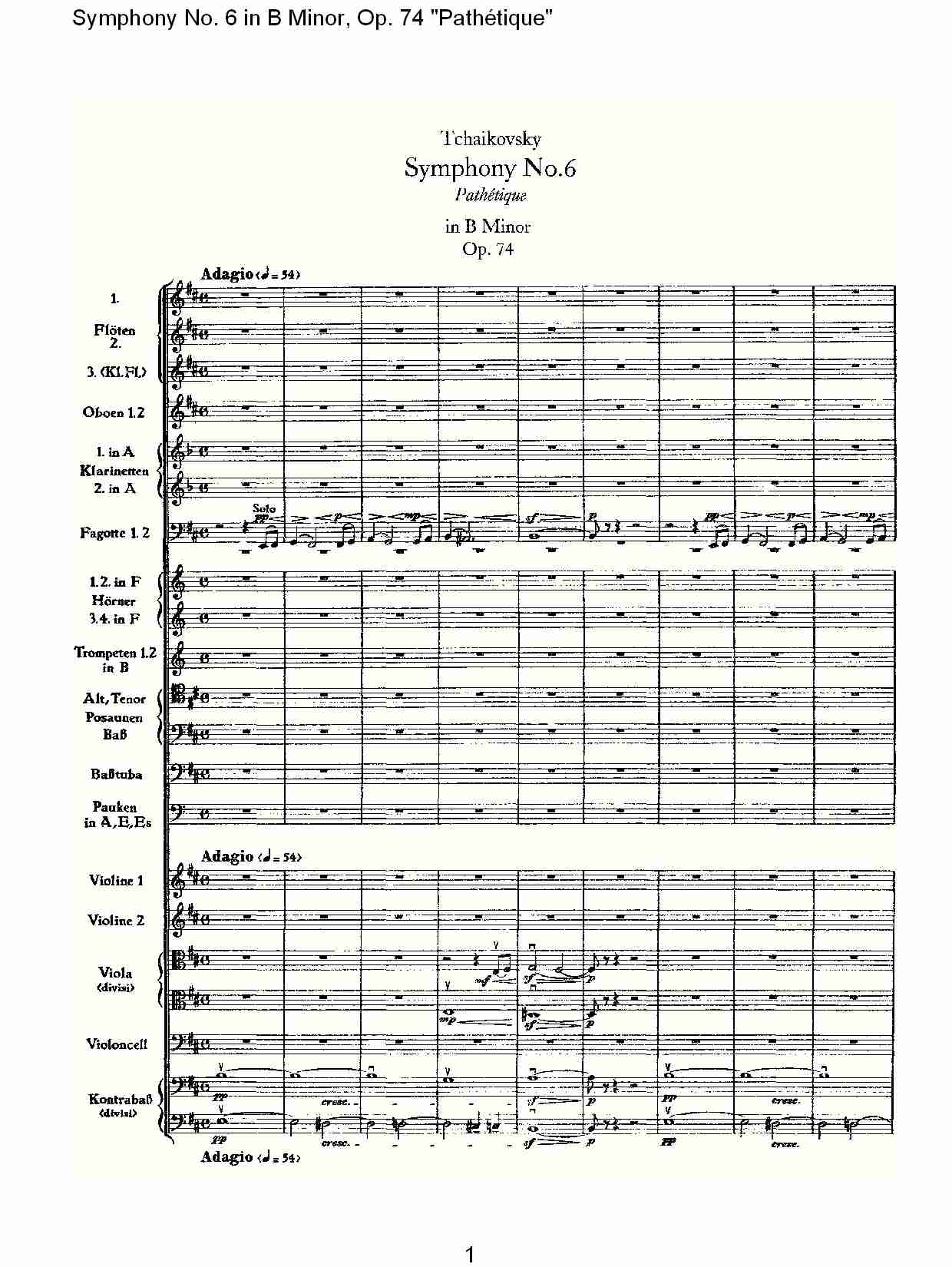 B小调第六交响曲,Op.74