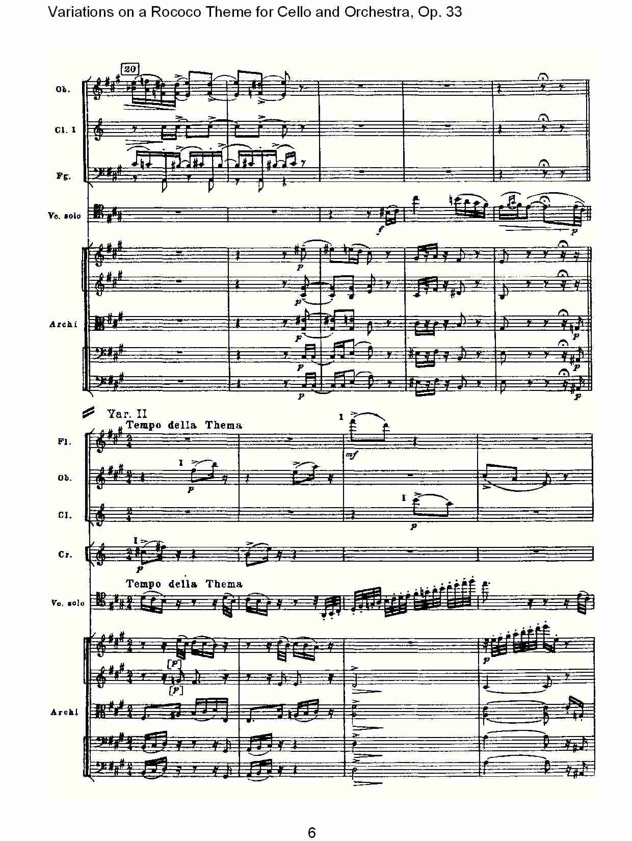 大提琴与管弦乐洛可可主题a小调变奏曲, Op.33（二）
