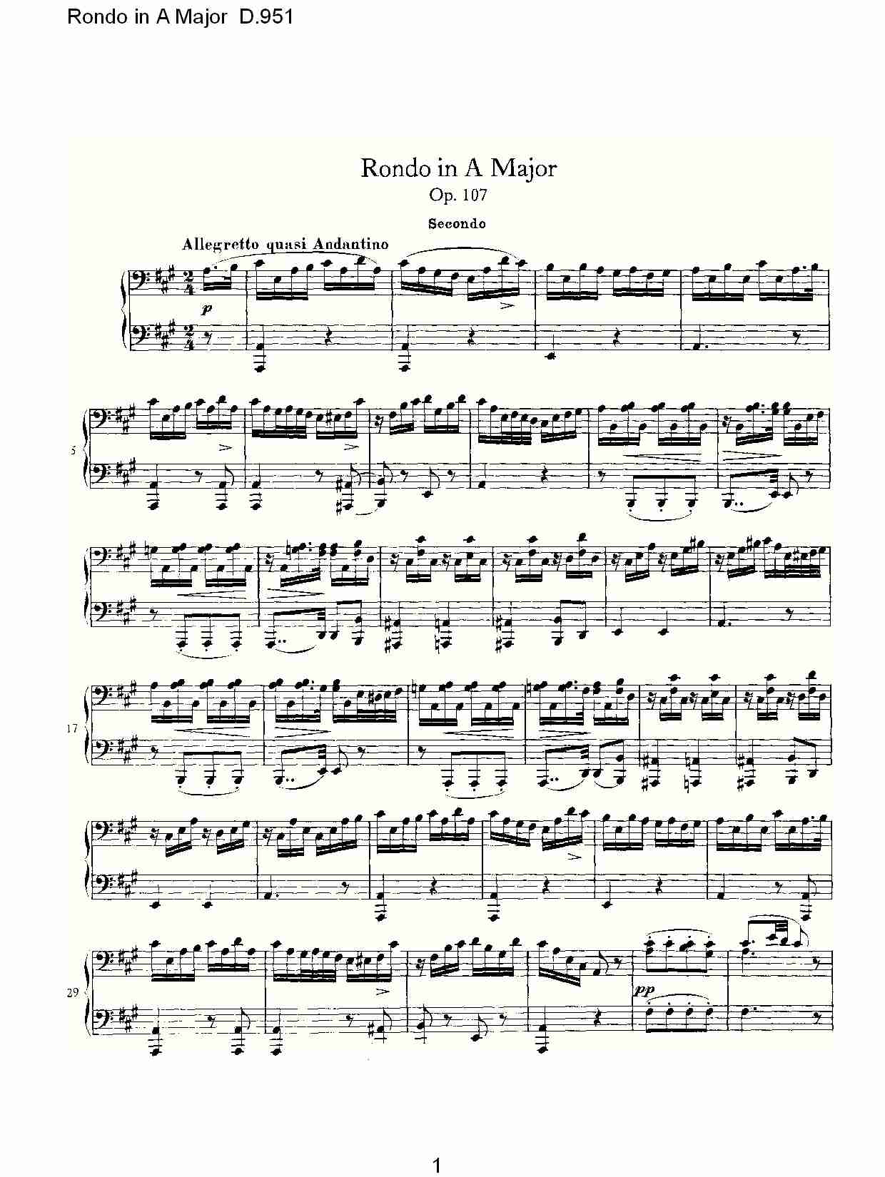 Rondo in A Major D.951  Ａ大调回旋曲D.951（一）