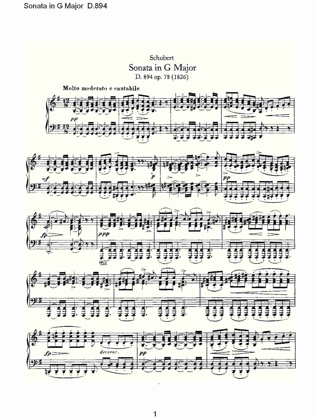 Sonata in G Major D.894 G大调奏鸣曲D.894（一）