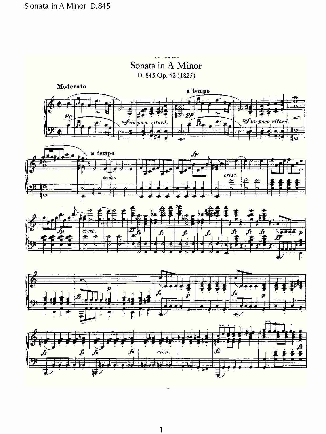 Sonata in A Minor D.845 A小调奏鸣曲D.845（一）