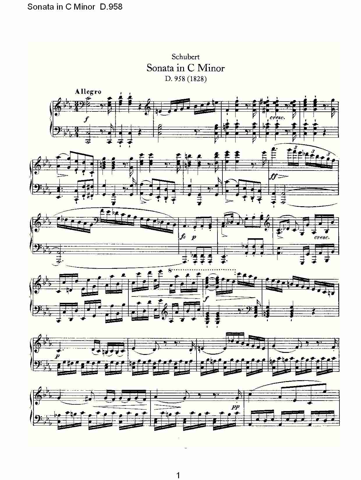 Sonata in C Minor D.958  C小调奏鸣曲D.958（一）
