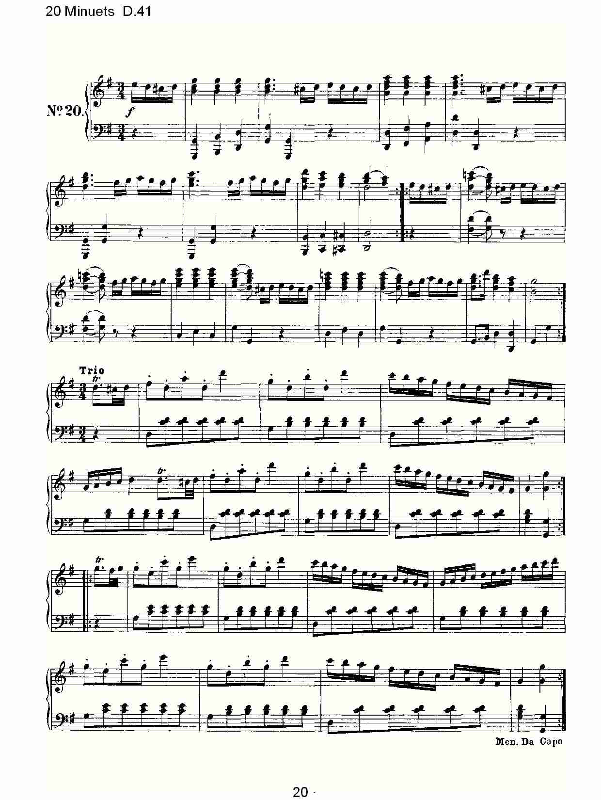 20 Minuets D.41  20米奴哀小步舞曲D.41（四）