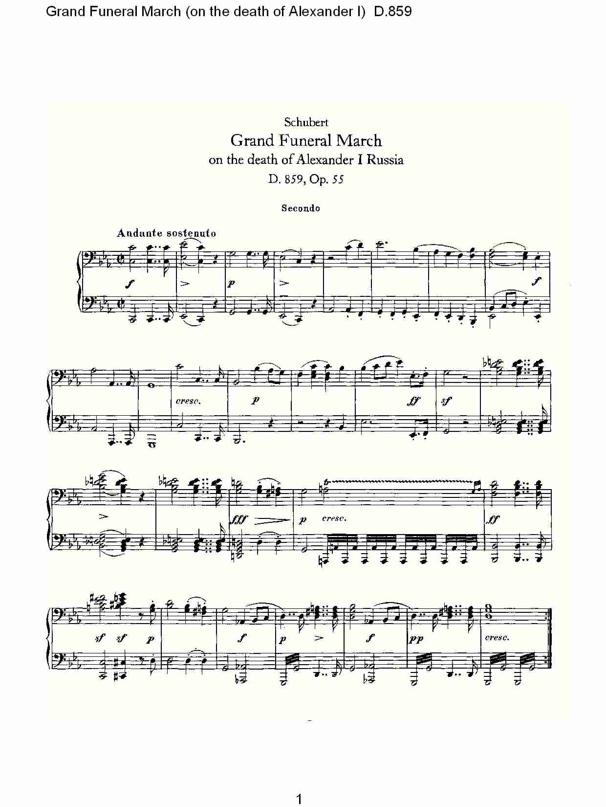 豪华葬礼进行曲（为亚历山大一世的逝世而作）D.859 （一）