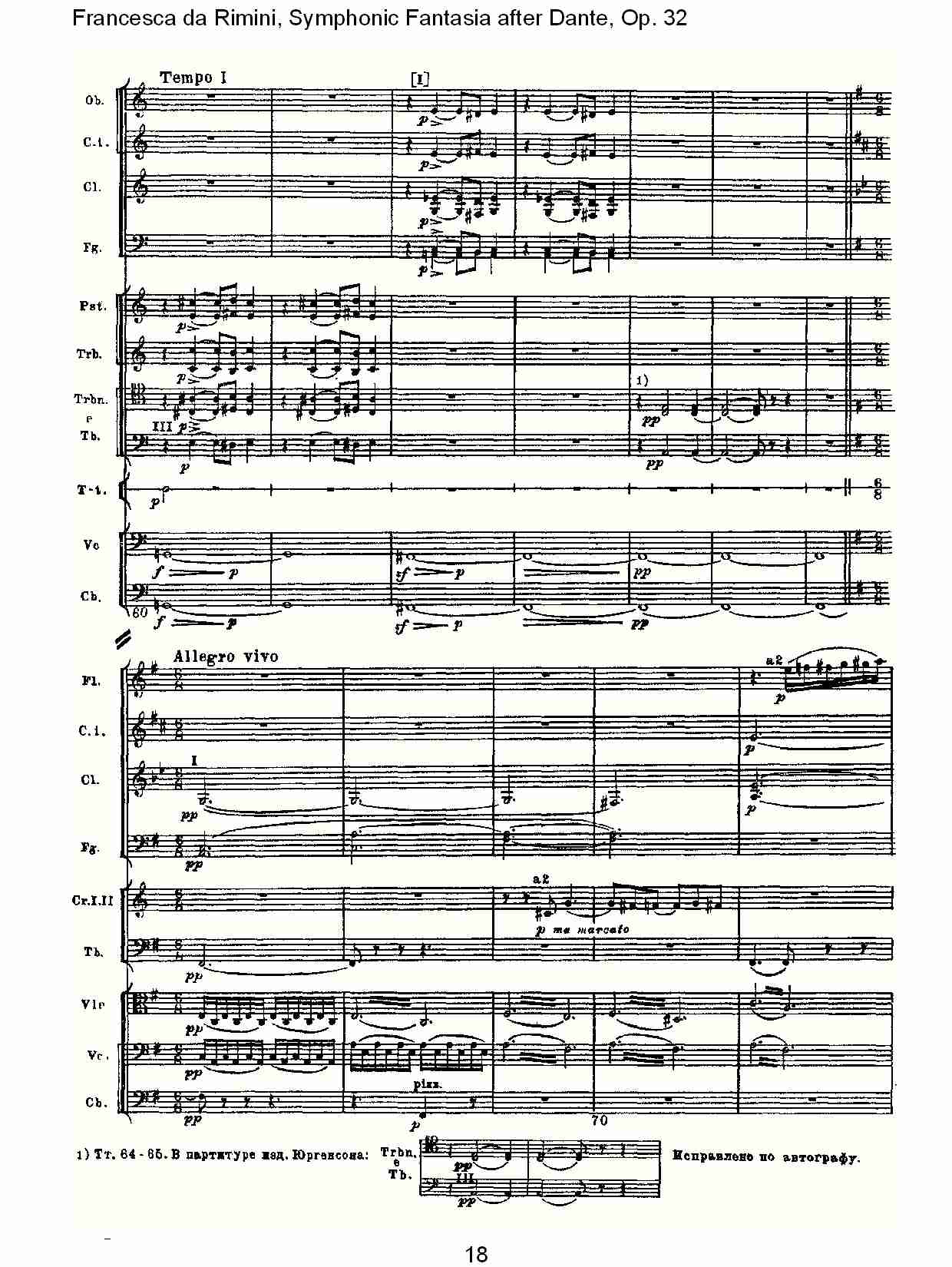 Francesca da Rimini, 但丁幻想曲Op.32 第一部（四）