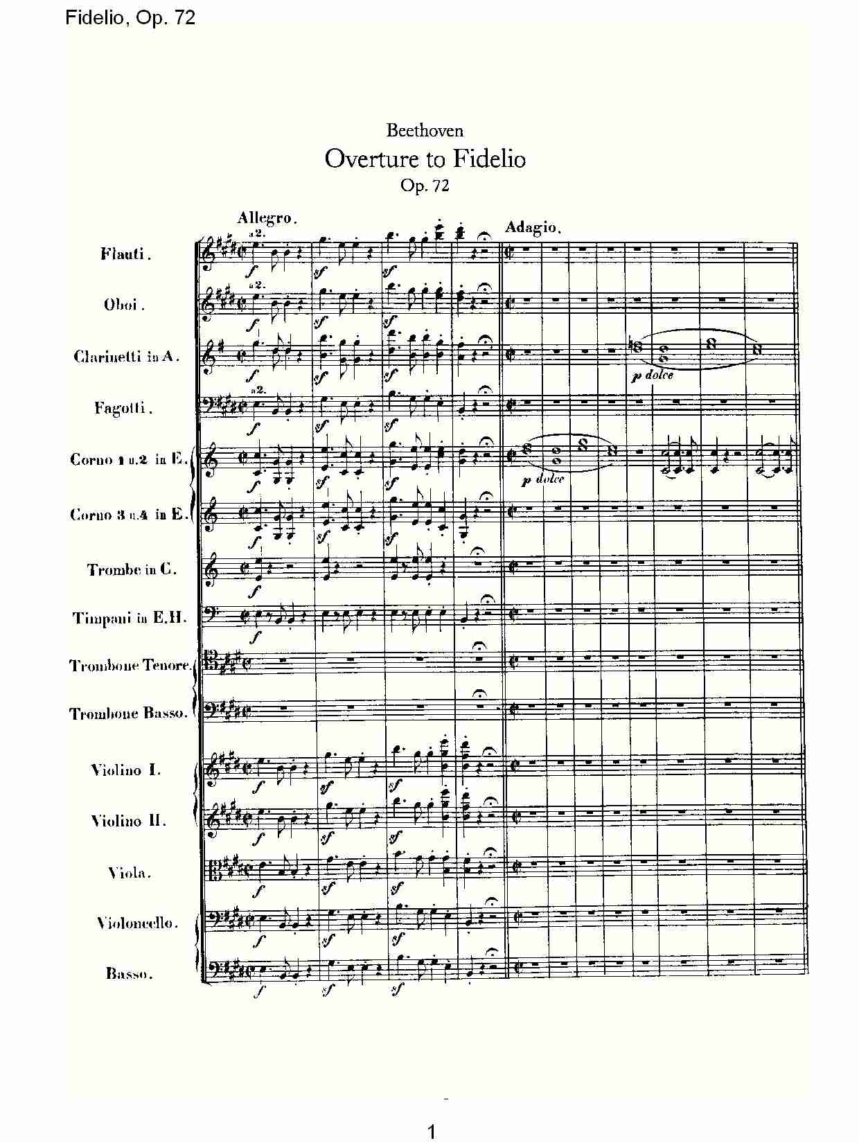 Fidelio, Op. 72 （一）