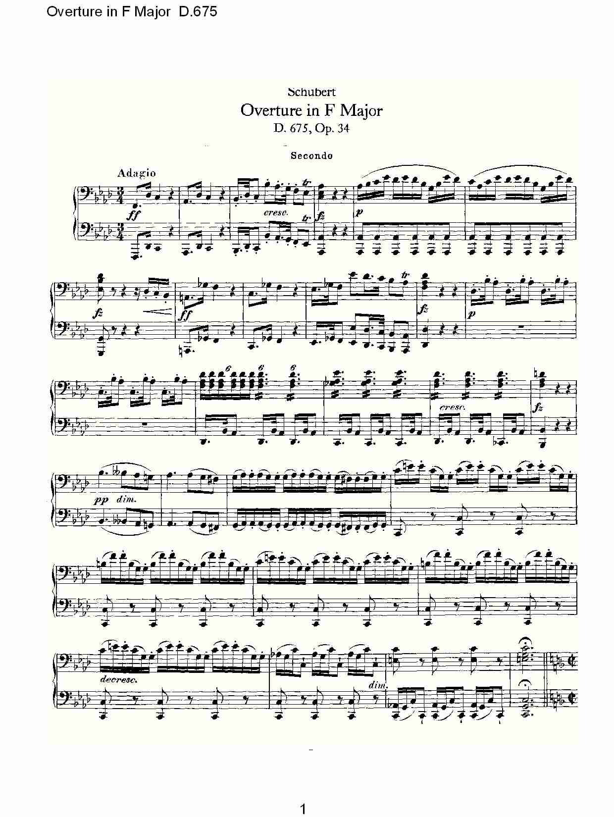 Overture in F Major D.675   Ｆ大调序曲 D.675（一）