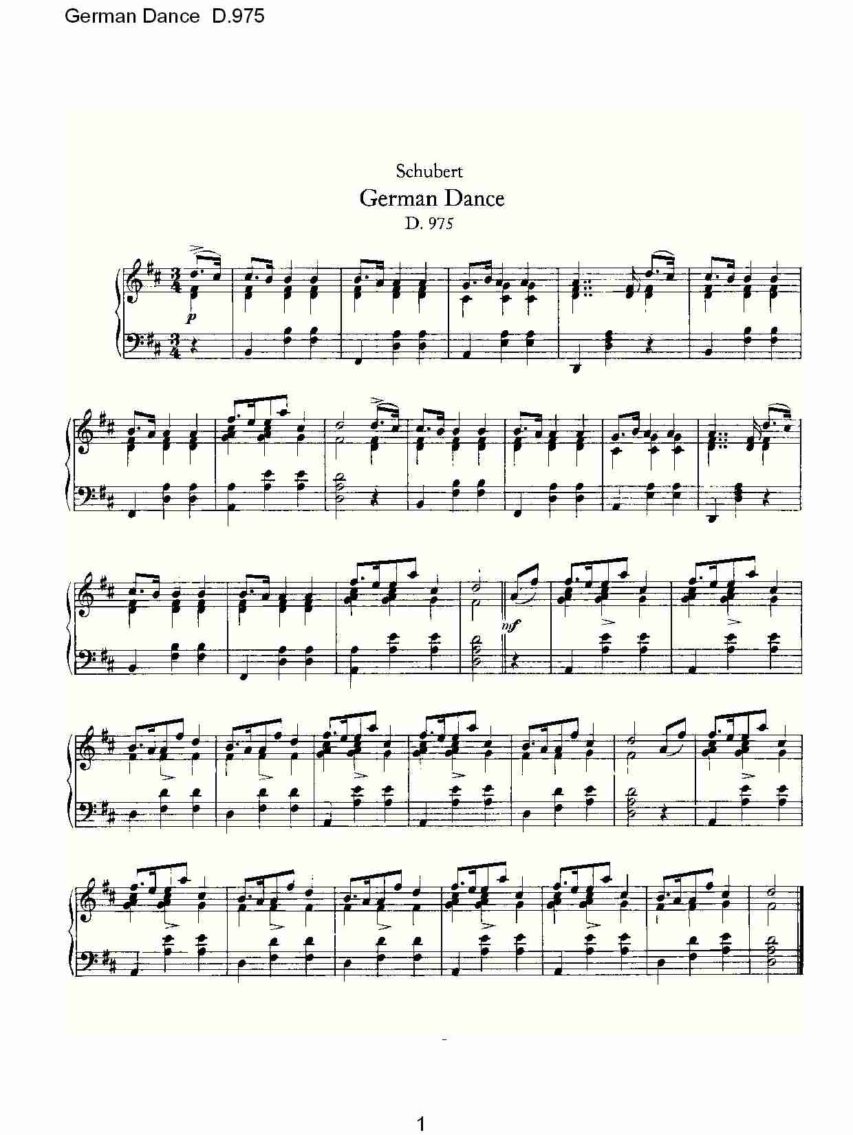 German Dance D.975    德国舞曲D.975