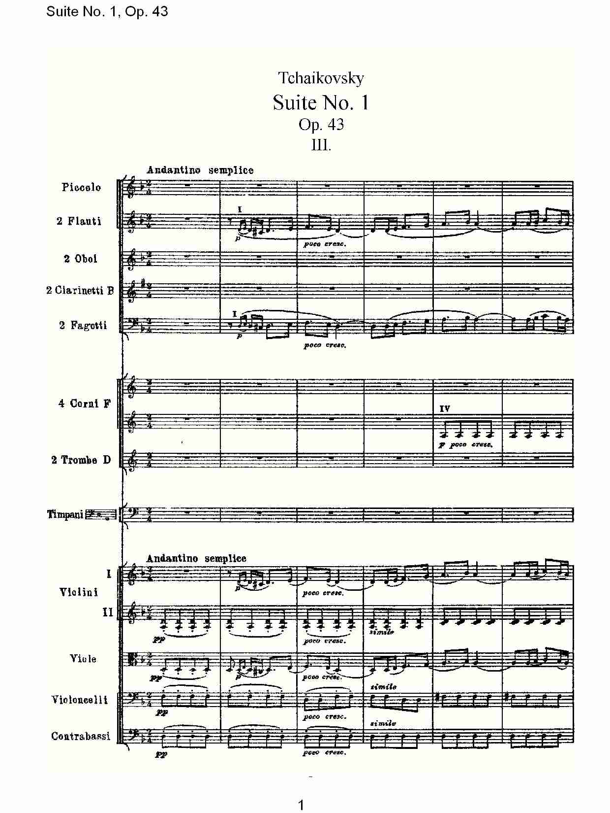 Suite No.1, Op.43   第一套曲,Op.43第三乐章（一）