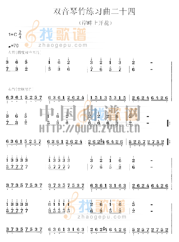 扬琴双音琴竹练习曲 (五)