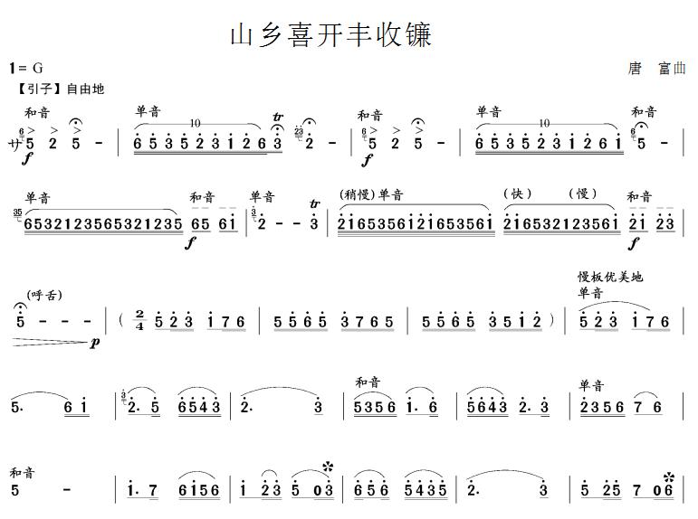 山乡喜开丰收镰(笙谱)