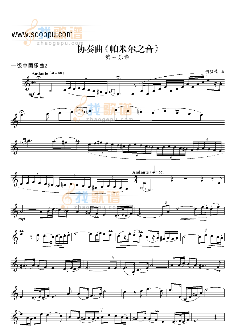 十级中国乐曲协奏曲帕米尔之音
