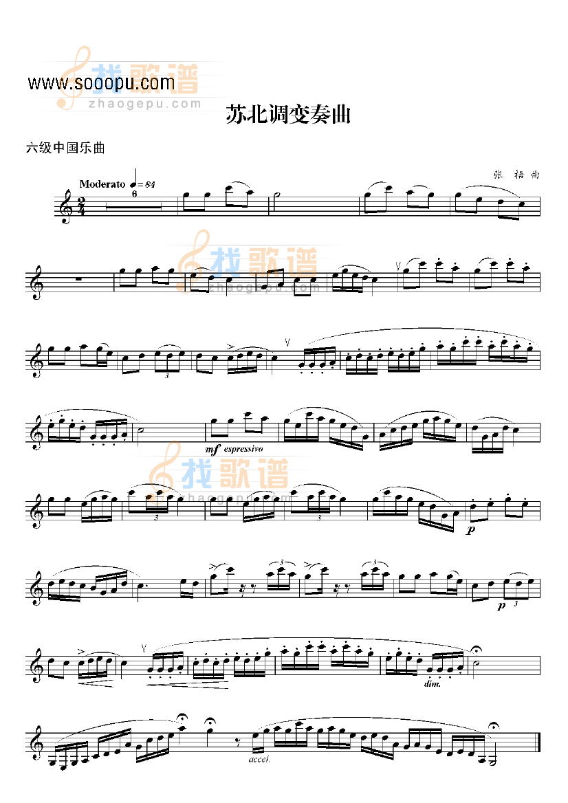 六级中国乐曲苏北调变奏曲