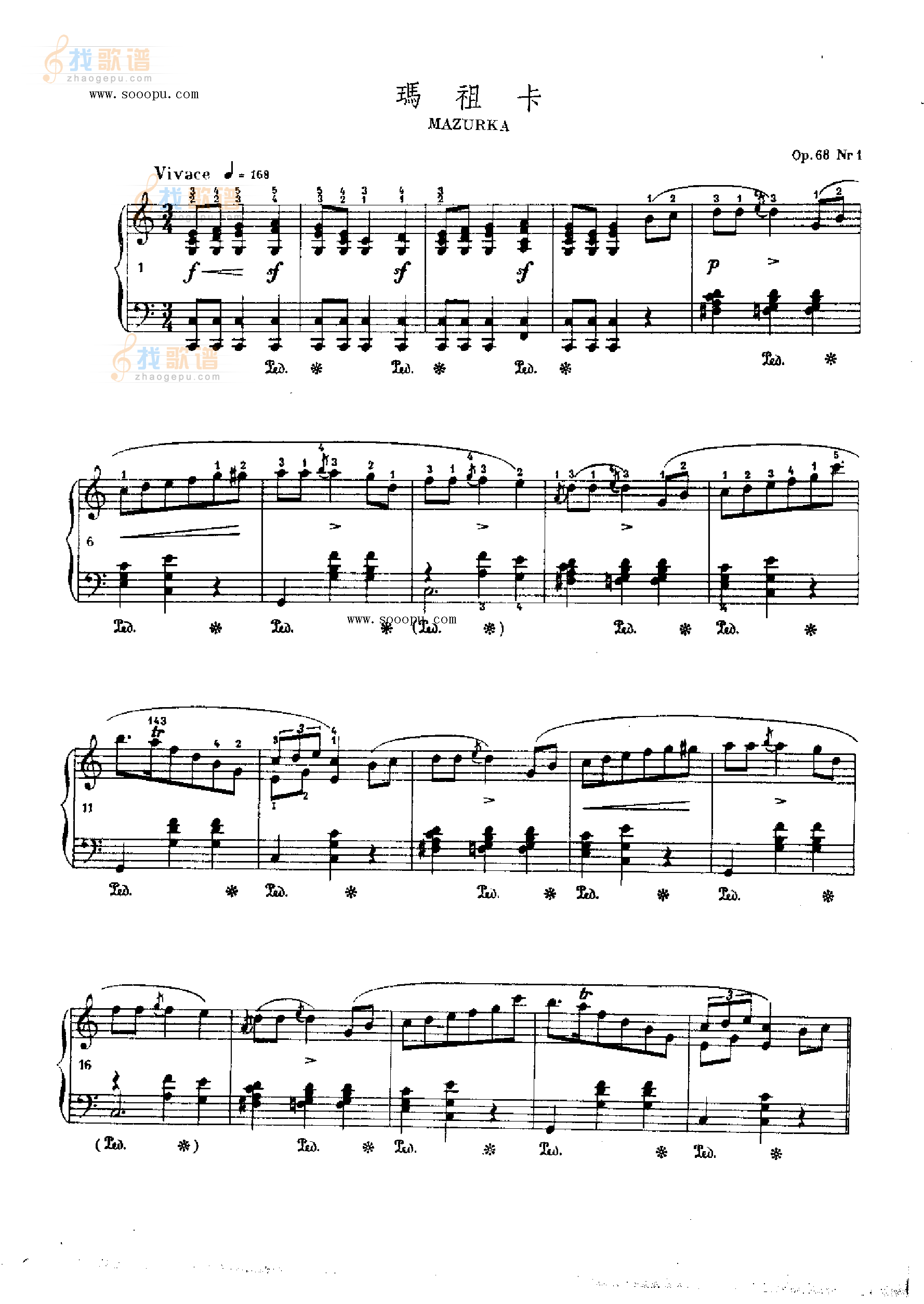 玛祖卡OP.68  Nr1 