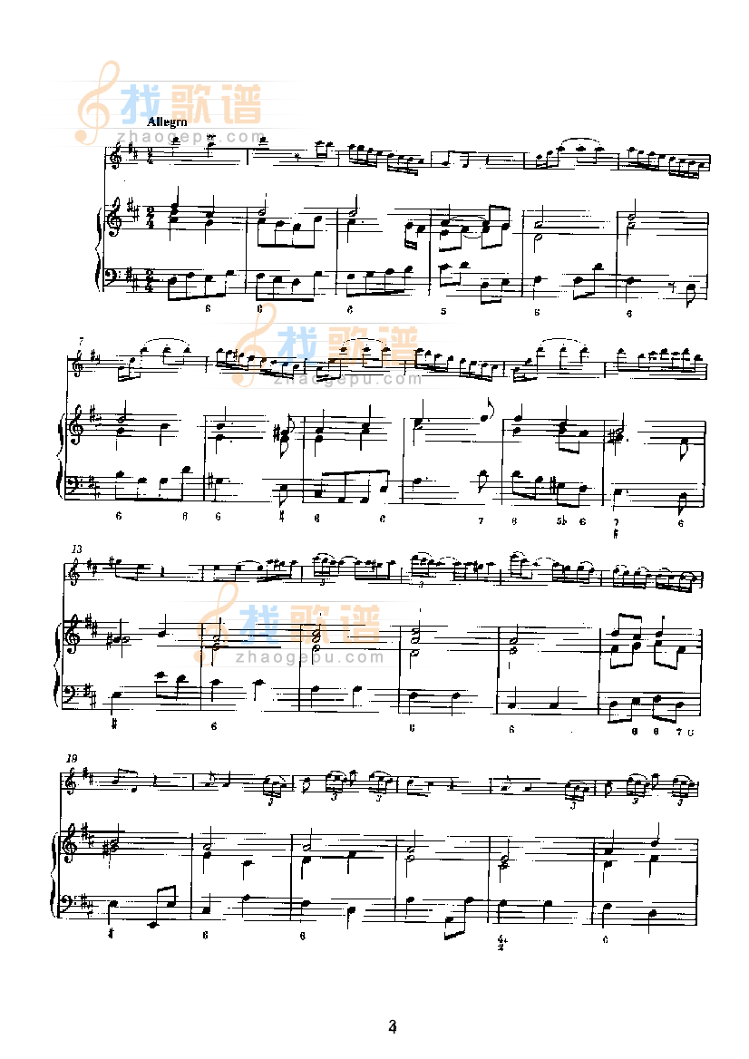 D大调第六奏鸣曲（钢伴） 