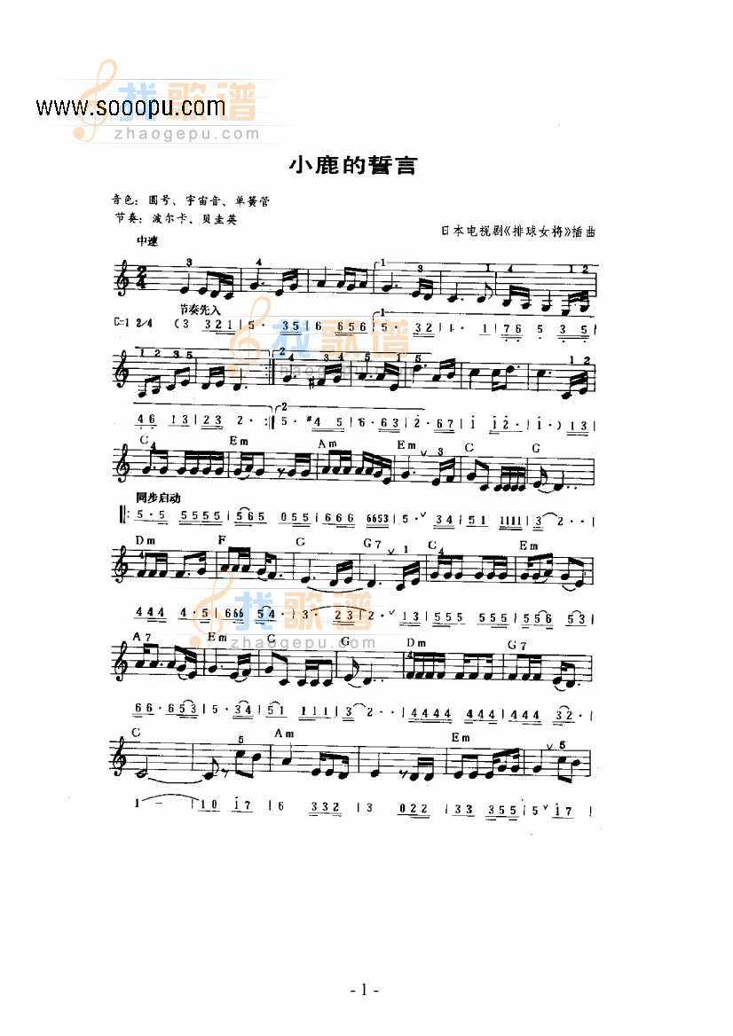 小鹿的誓言主题曲 