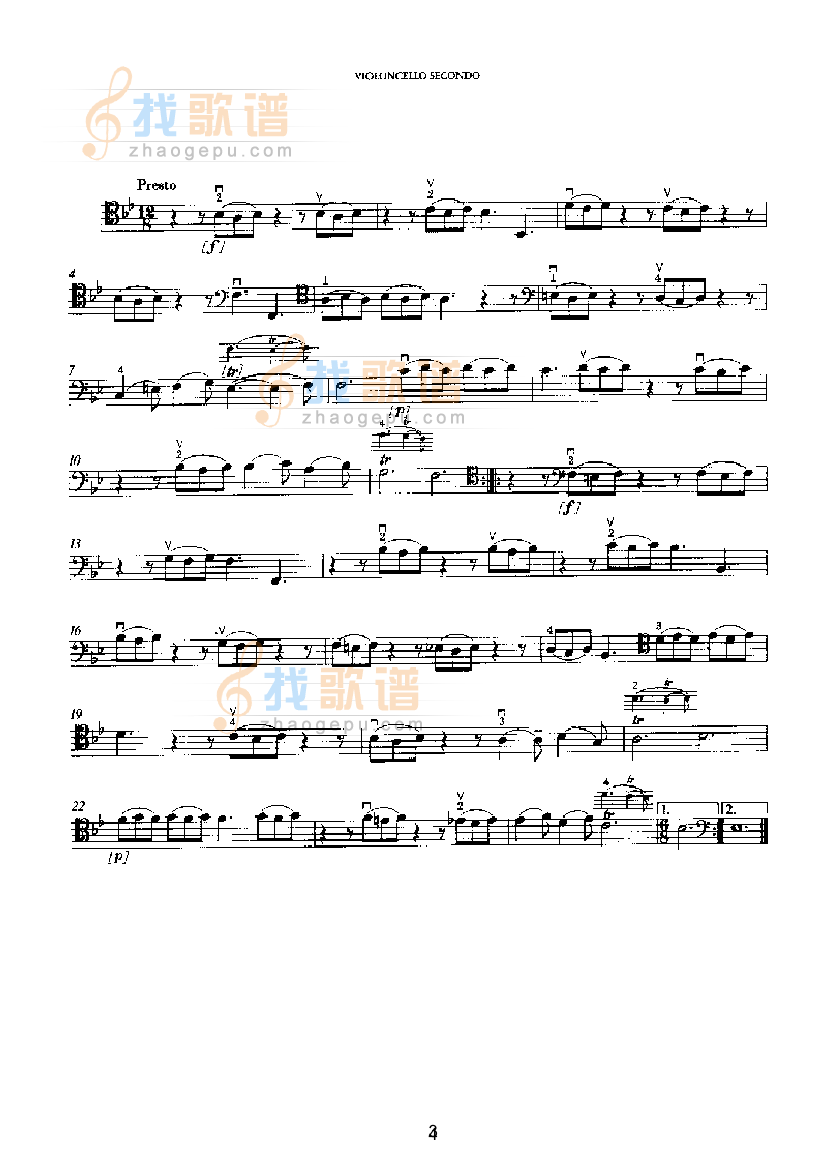 第二提琴第五奏鸣曲（独奏） 弦乐类 大提琴