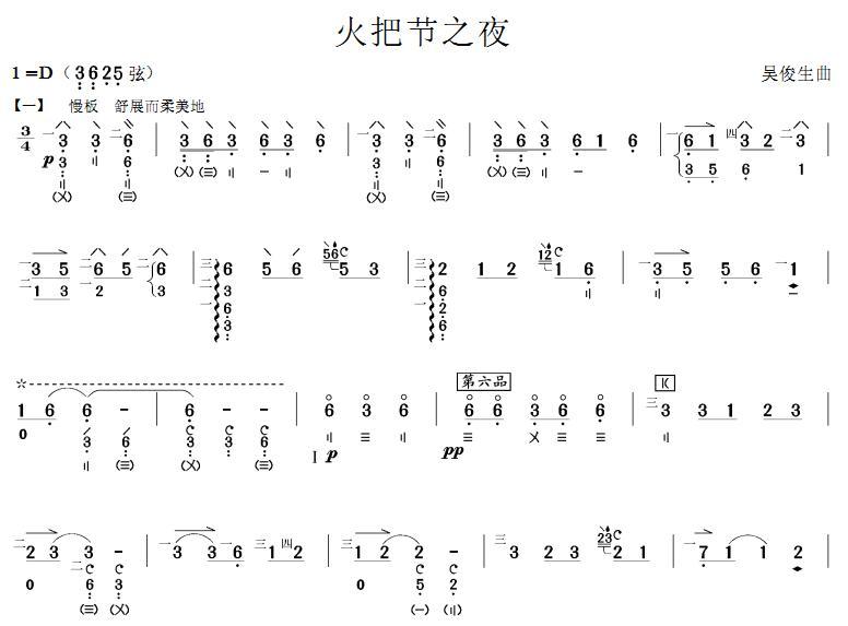 火把节之夜(琵琶谱)