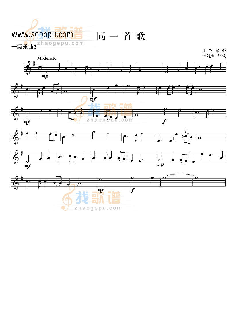 一级乐曲同一首歌 