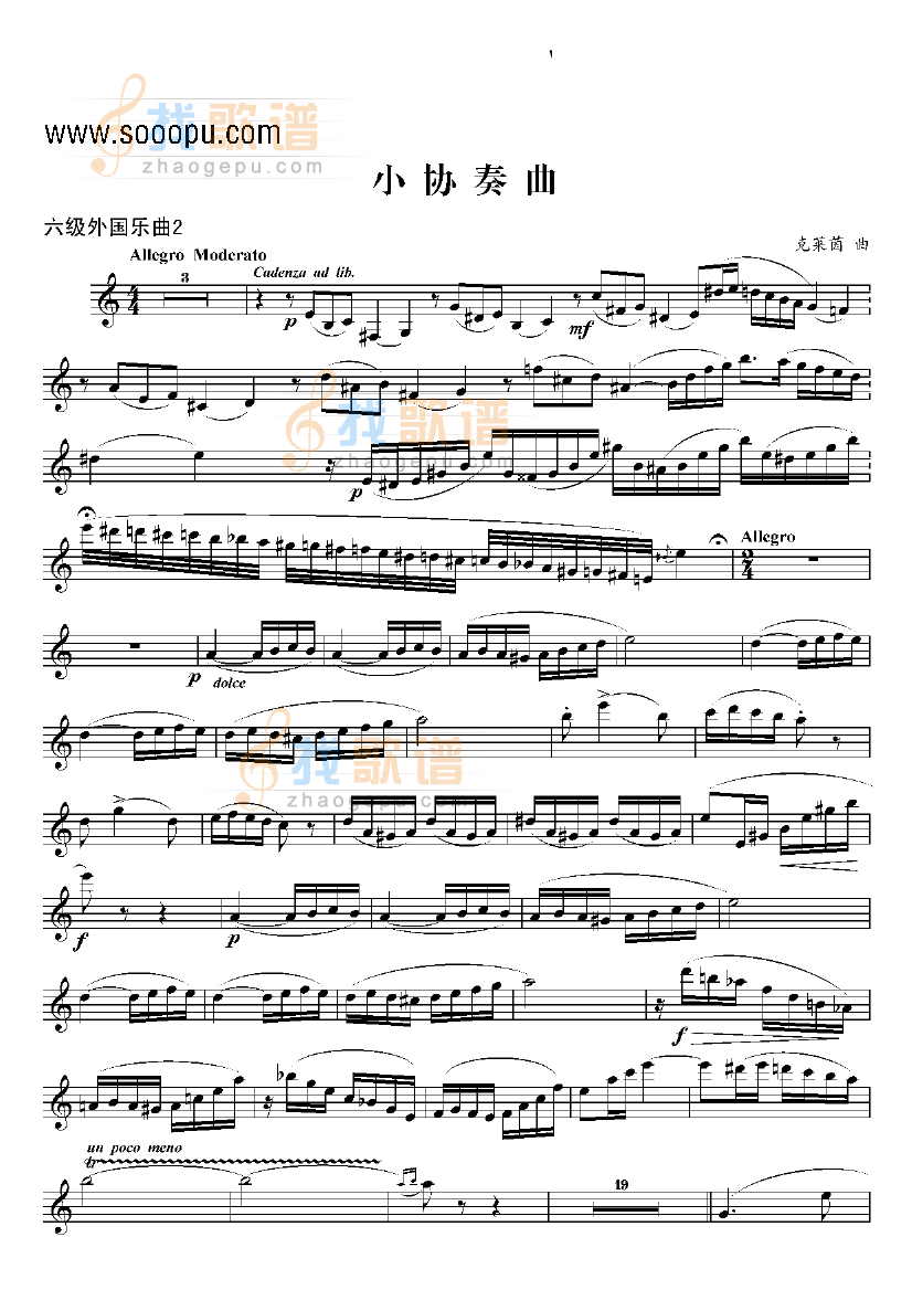 六级外国乐曲小协奏曲