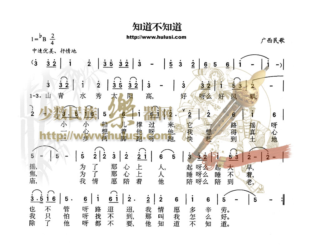 知道不知道（葫芦丝谱）