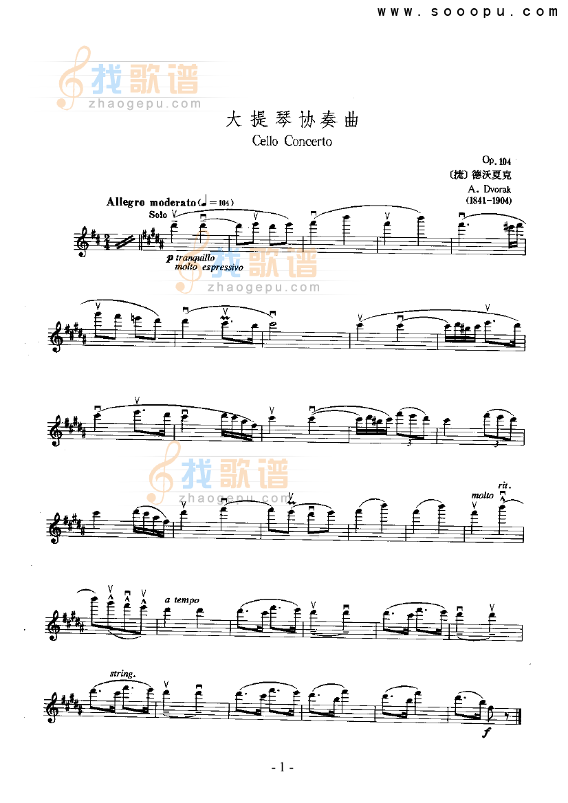 大提琴协奏曲—独奏
