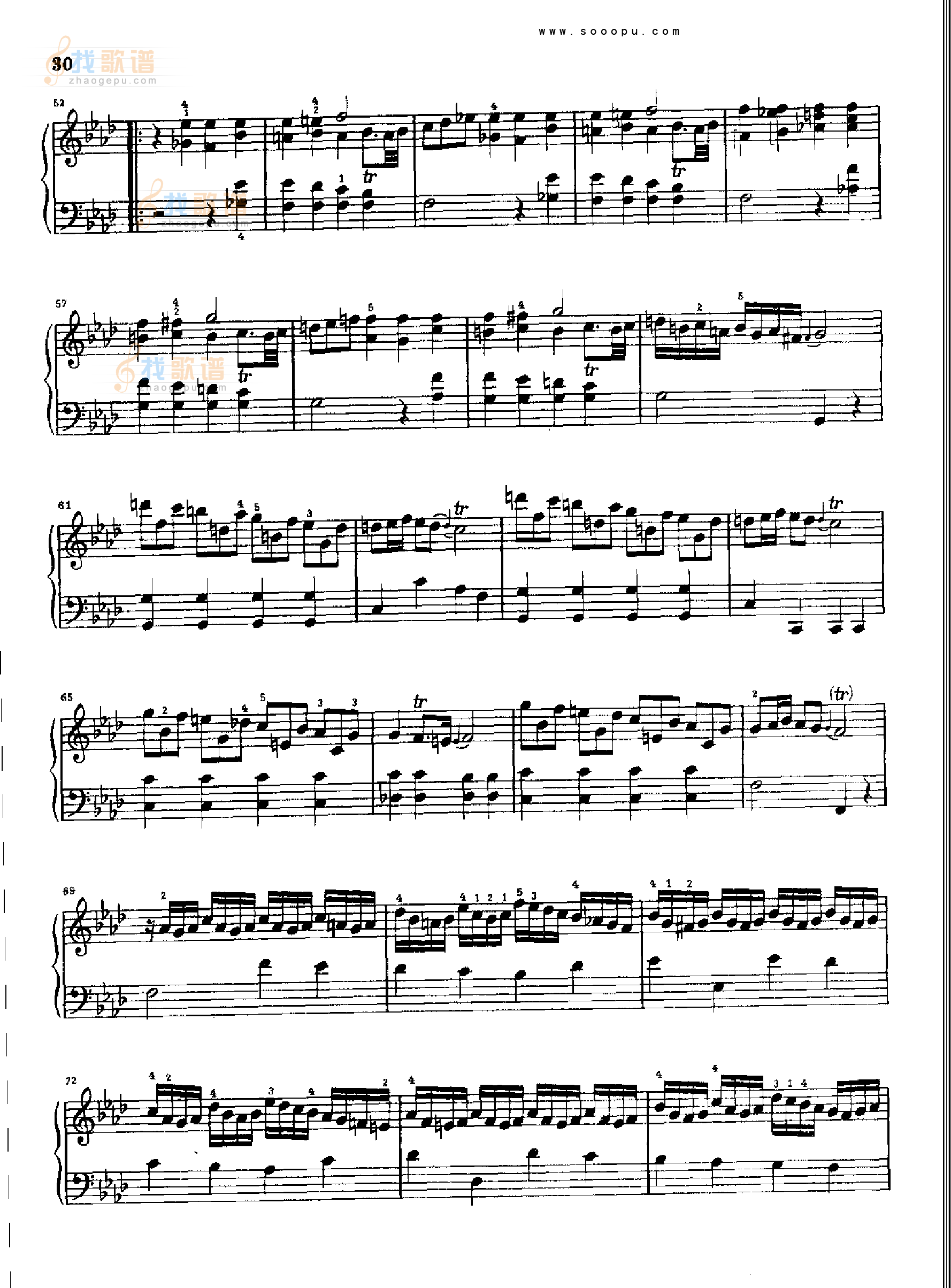降A大调奏鸣曲K127.L186 