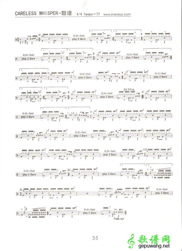 careless whisper_careless whisper爵士鼓谱