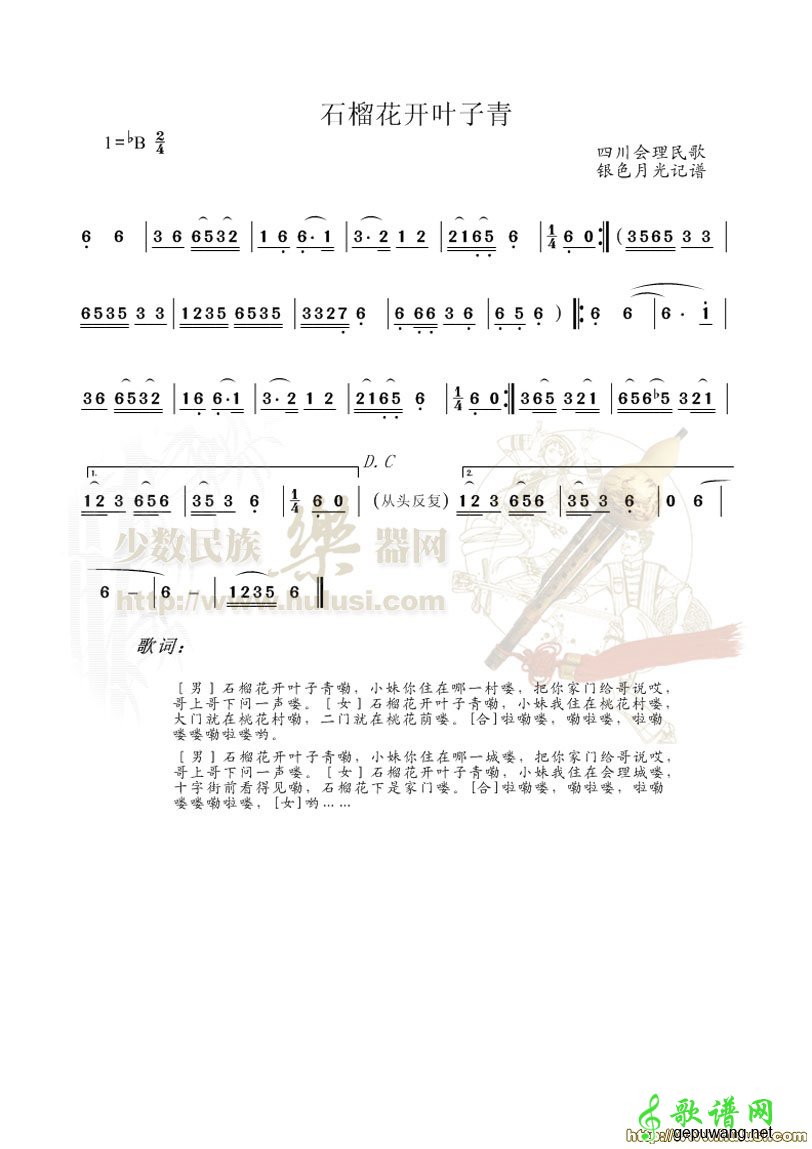 石榴花开叶子青