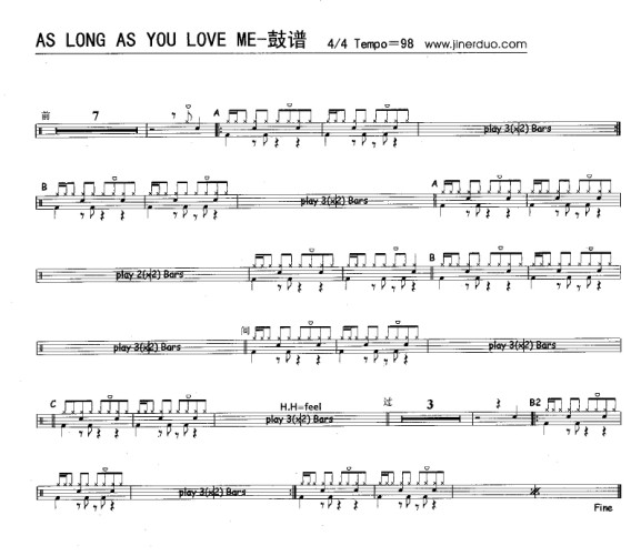 as long as you love me_as long as you love me爵士鼓